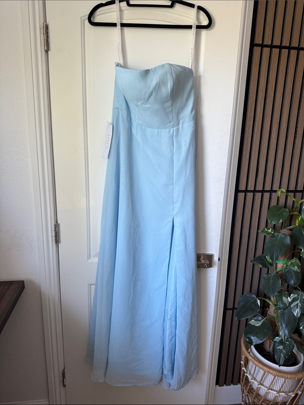 Azazie Light Blue Strapless Bridesmaid Dress